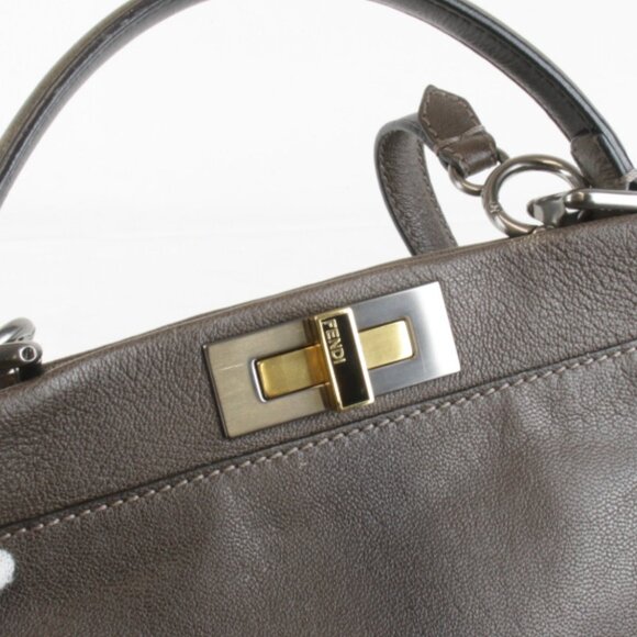 FENDI Brown Leather Peekaboo Bag - Picture 7 of 10